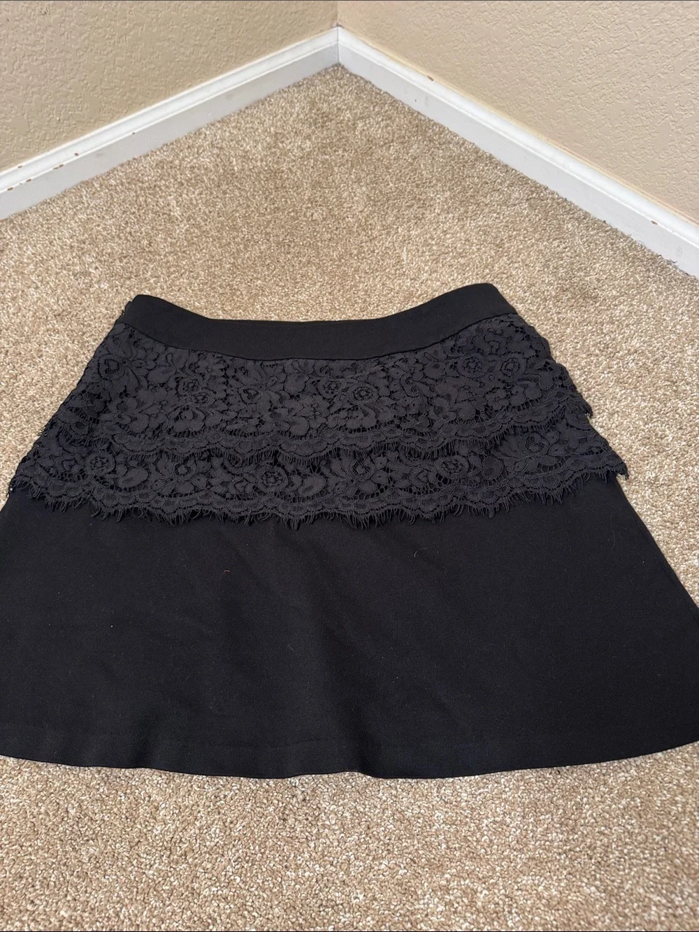 Cabi skirt Black Lace-Trim A-Line stretch pull on comfort career business office